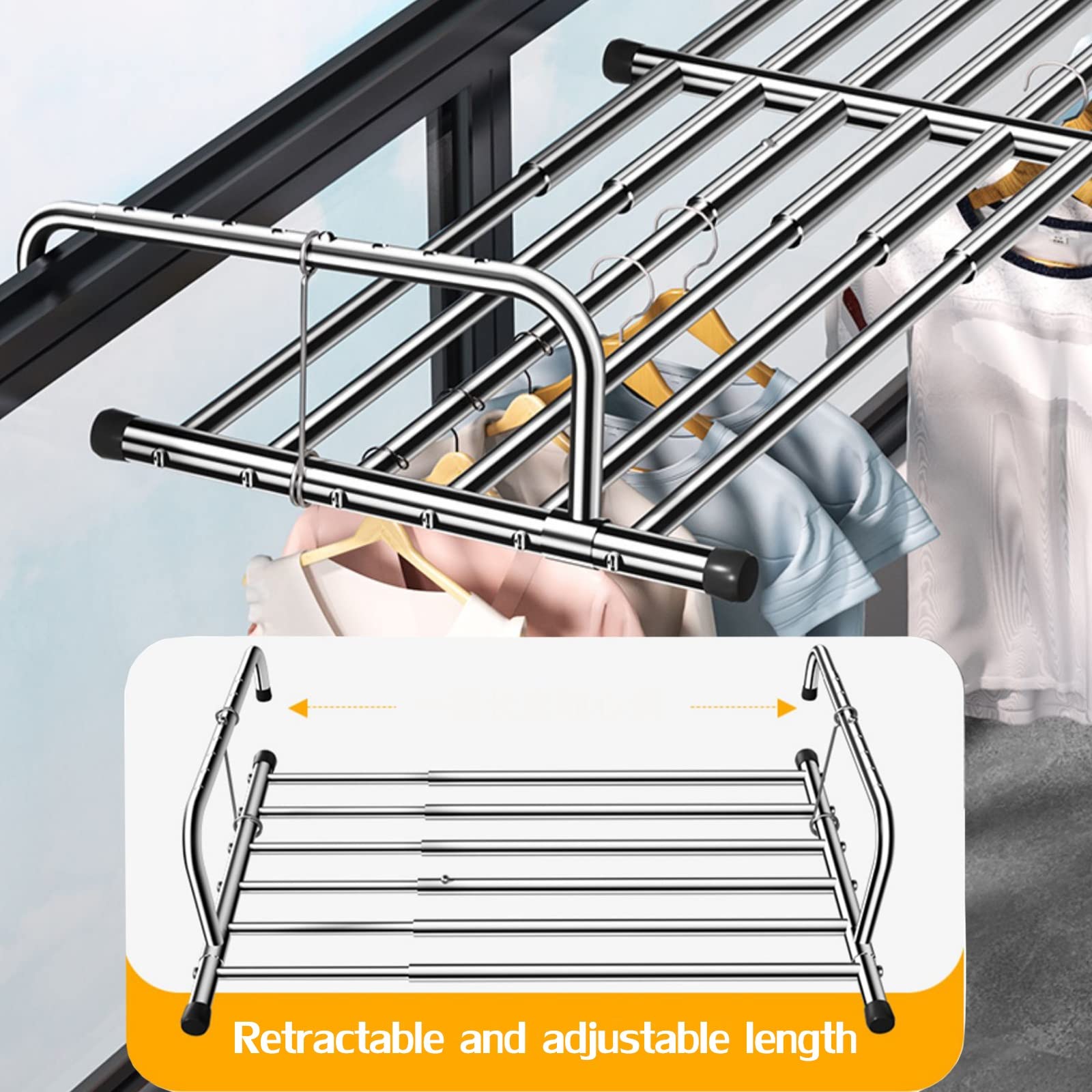 HJXGQJM Stendino per Biancheria da Appendere al Termosifone Anta Balcone Stendibiancheria Portasciugamani Richiudibile Pieghevole in Acciaio(60-106cm)