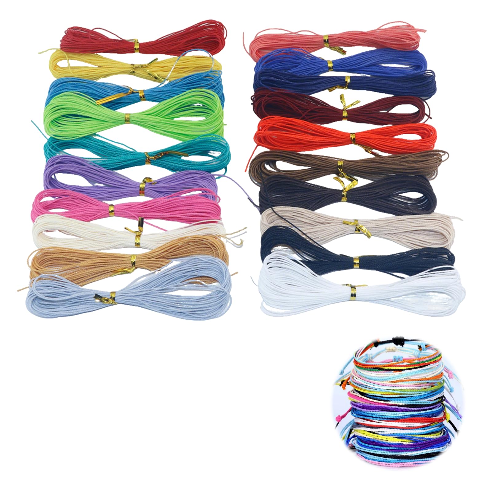 20 Colors 1mm Waxed Cord, Colourful Waxed Thread, Beading Macrame for Jewellery Making, Bracelet Cords for Handmade Craft, String for Bracelet Making DIY Crafts Macrame Leather Sewing(Combo 20)