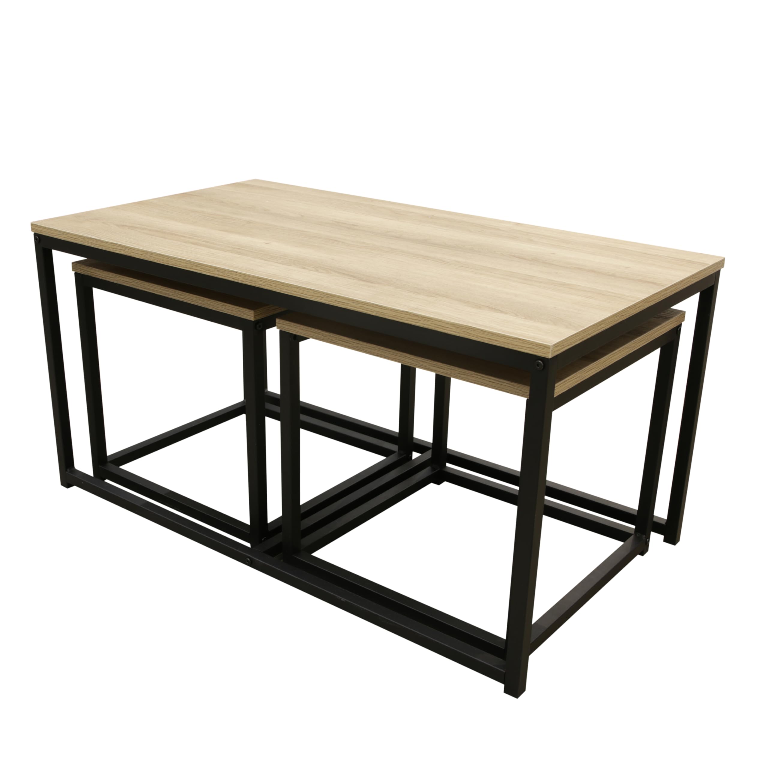 HOME DECO FACTORY - HD6579 Table Basse Industrielle Chic 3 Modules Seattle - Conçu pour Mobilier Bureau Gain de Place - Bois MDF et Métal - Dimensions 90 x 50 x 45 cm - Couleur Noir