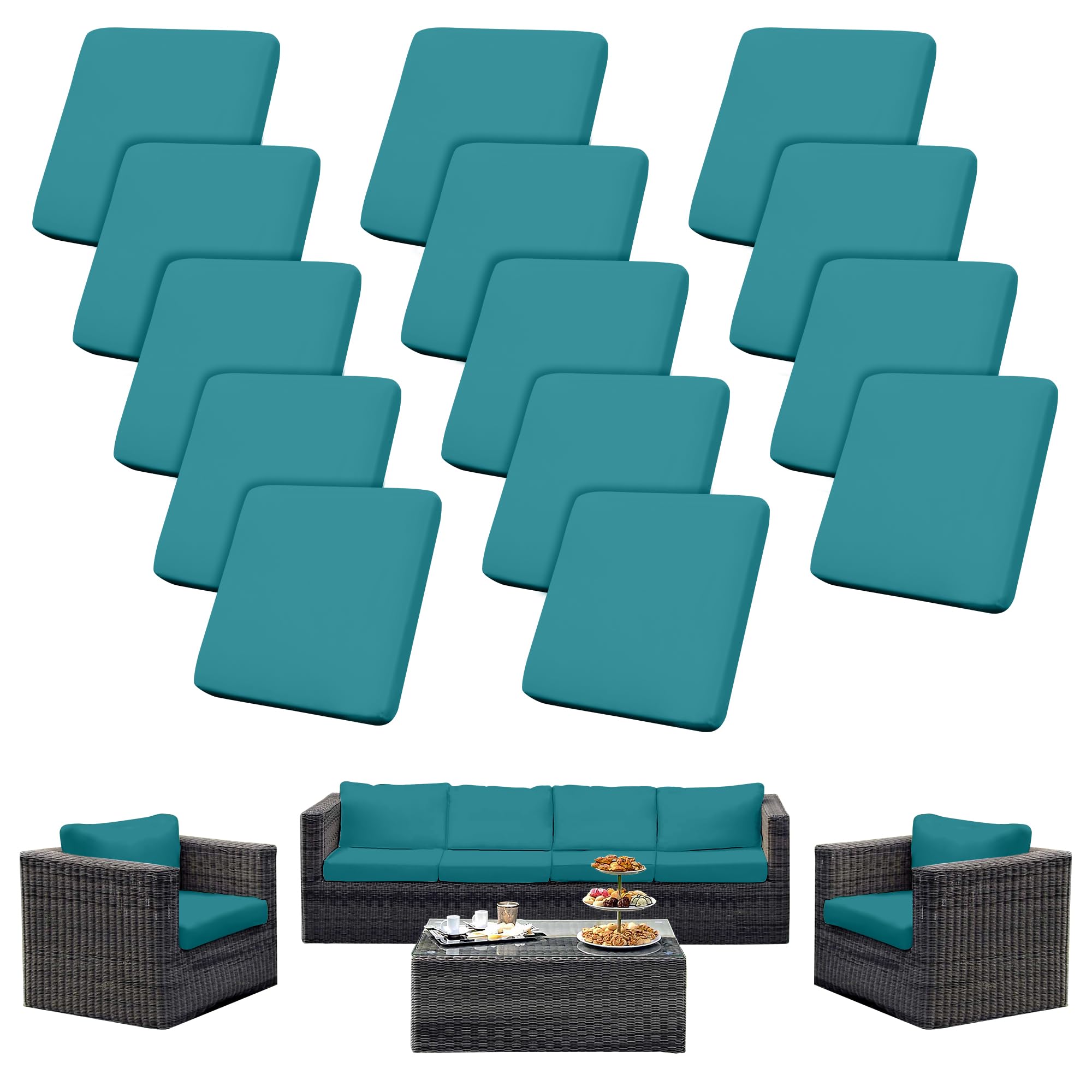 Photo 1 of SUKAIKEQA Outdoor Cushion Covers Set,14PCS Patio Furniture Couch Seat Slipcovers, Replacement for Sofa Sectional Chair(Cover?Only)