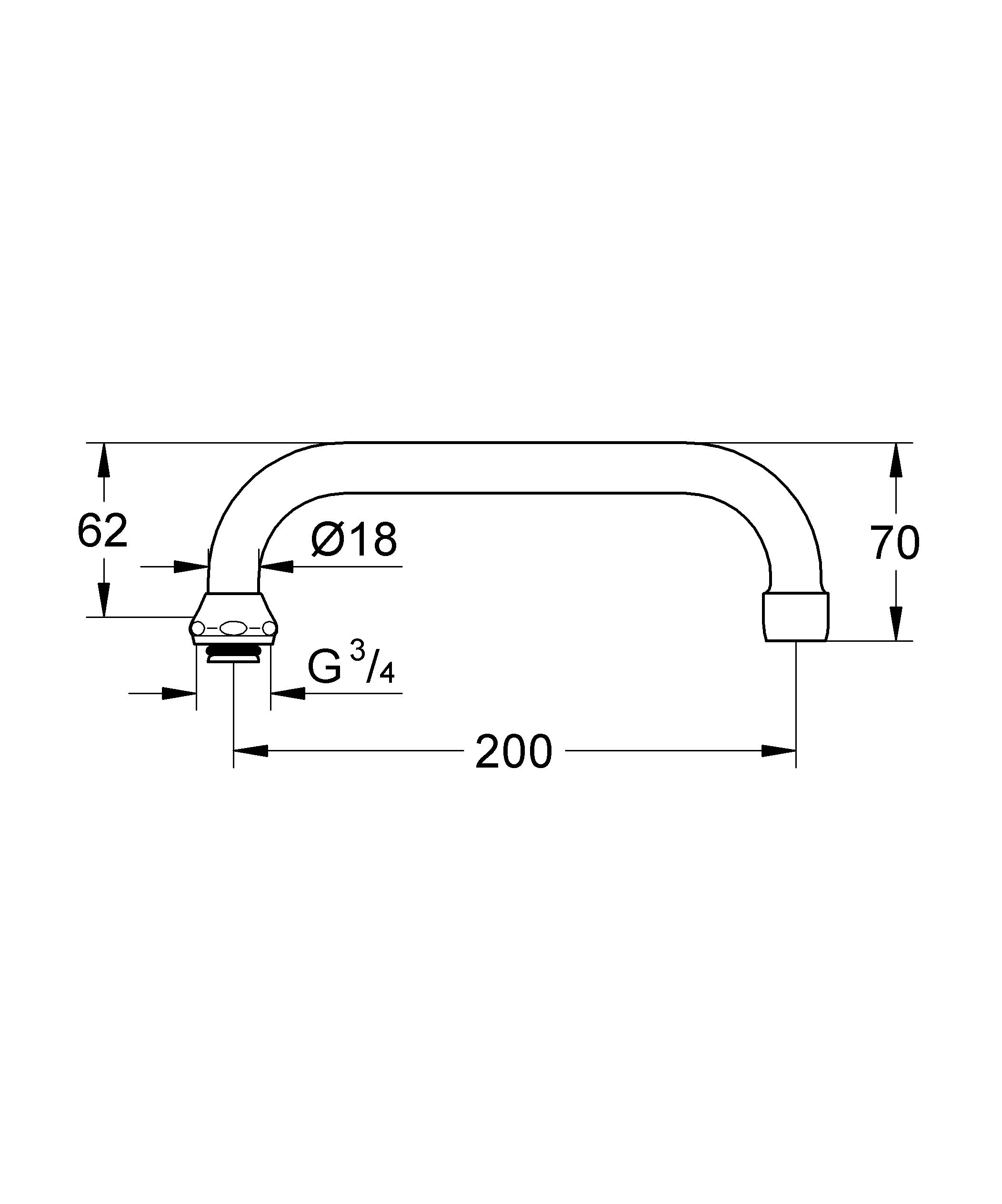 GROHE 13028000 7822091 Évacuation en U avec bec tournant 200 mm Chromé Argent