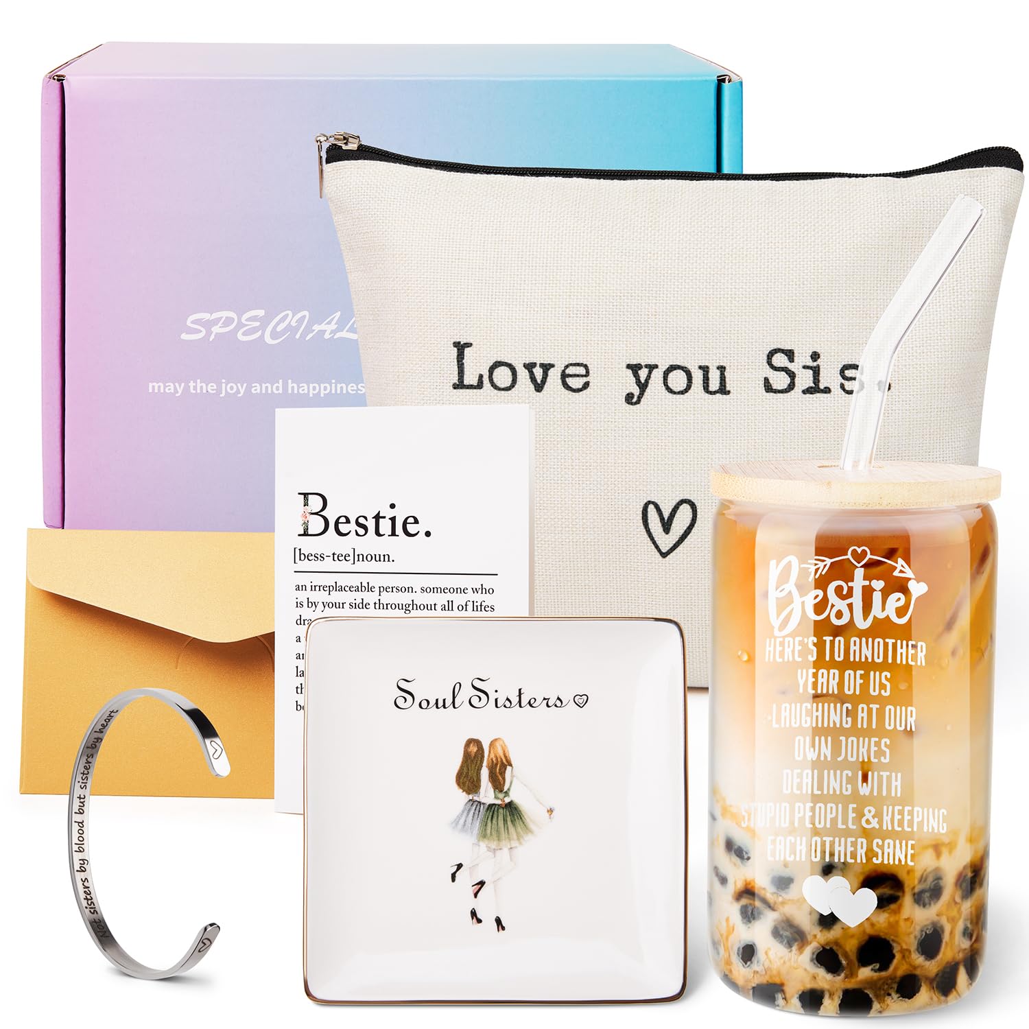 Best Friend Birthday Gifts for Women, Sister Gifts from Sister Unique Bestie Gifts Friendship Gifts for Women, Birthday Gift Basket for Friends Female Soul Sister Gifts, Funny Sister Birthday Gifts