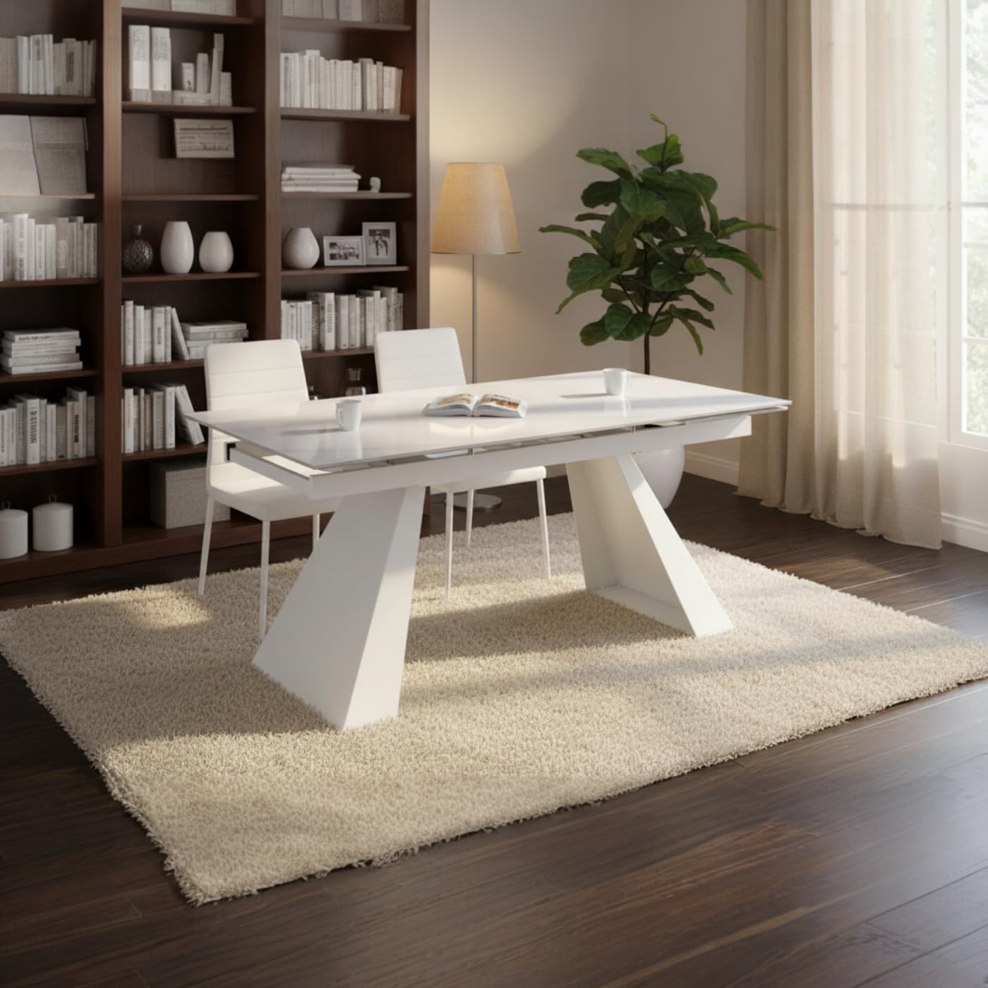 Cribel Tavolo da Pranzo Vermont Allungabile 160–240 cm | Piano in Gres Porcellanato Effetto Marmo | Gambe in Metallo a Trapezio Inclinato | Design Moderno e Imponente
