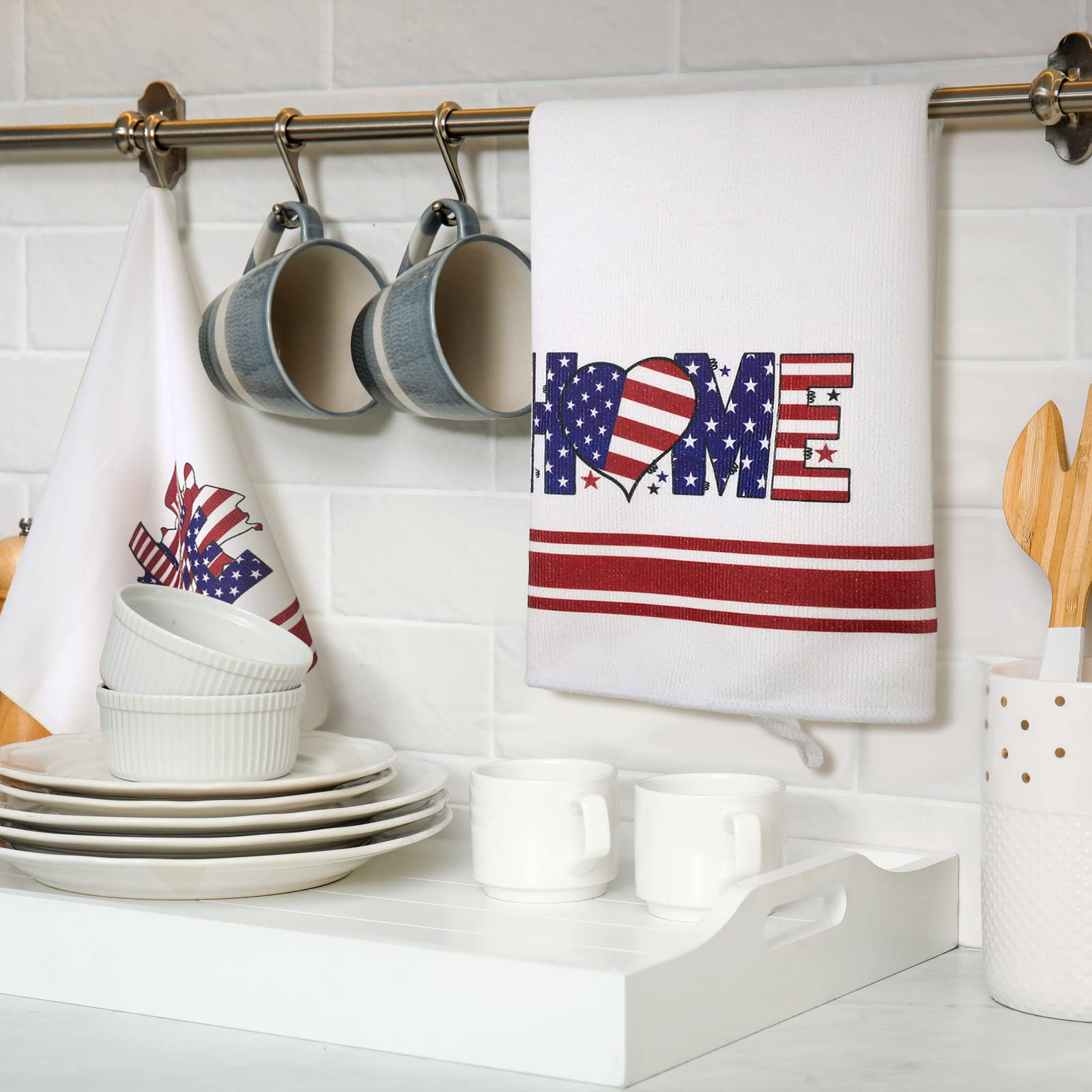 Patelai 4 Pack Christmas Kitchen Towels Buffalo Plaid Tea Dishtowels Farmhouse Winter Bathroom Hand Towels Christmas Decorations for Kitchen Holiday Xmas Housewarming Gifts(Blue Red White,Star)