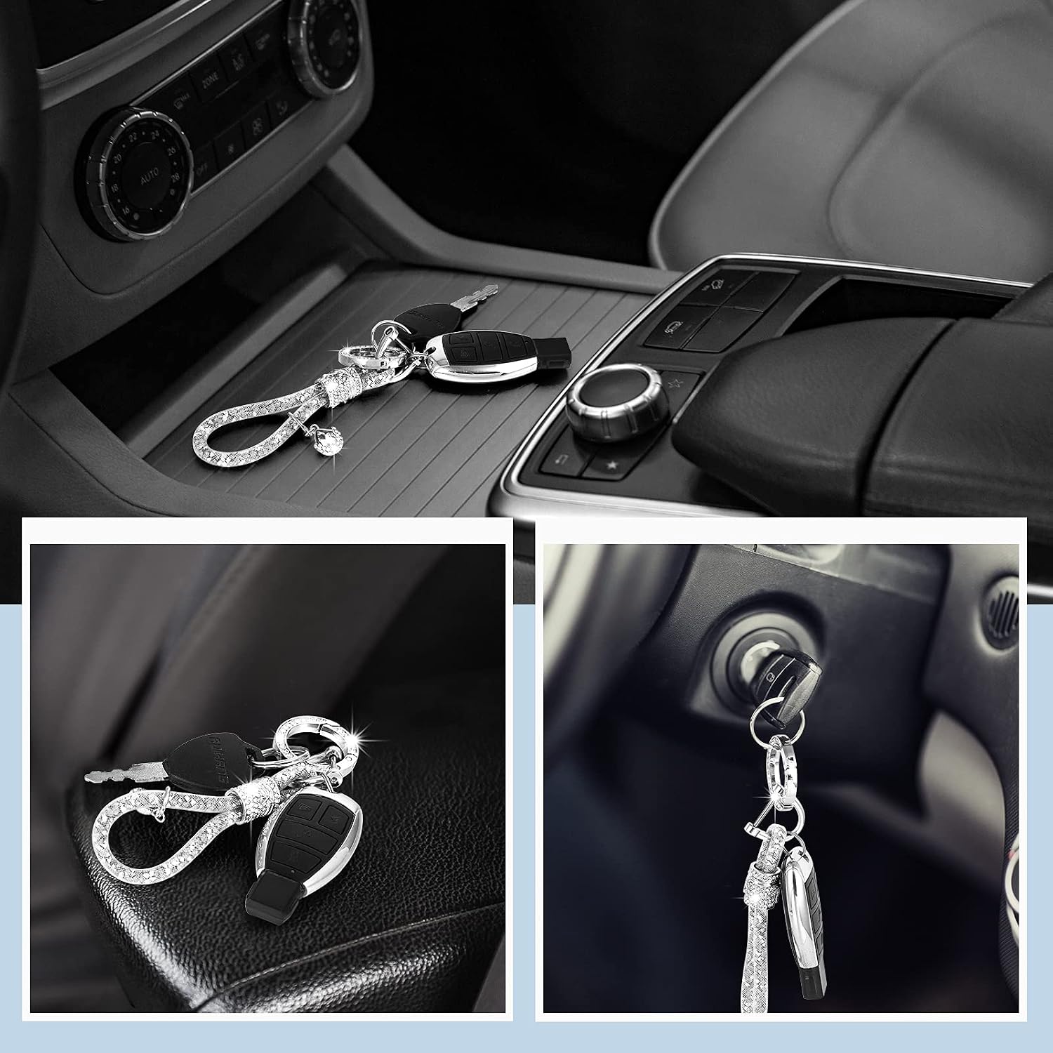 Frienda Bling Keychain for Women Gifts Car Wristlet Key Chains Crystal Lanyard Rhinestone Fob DIY Crafts