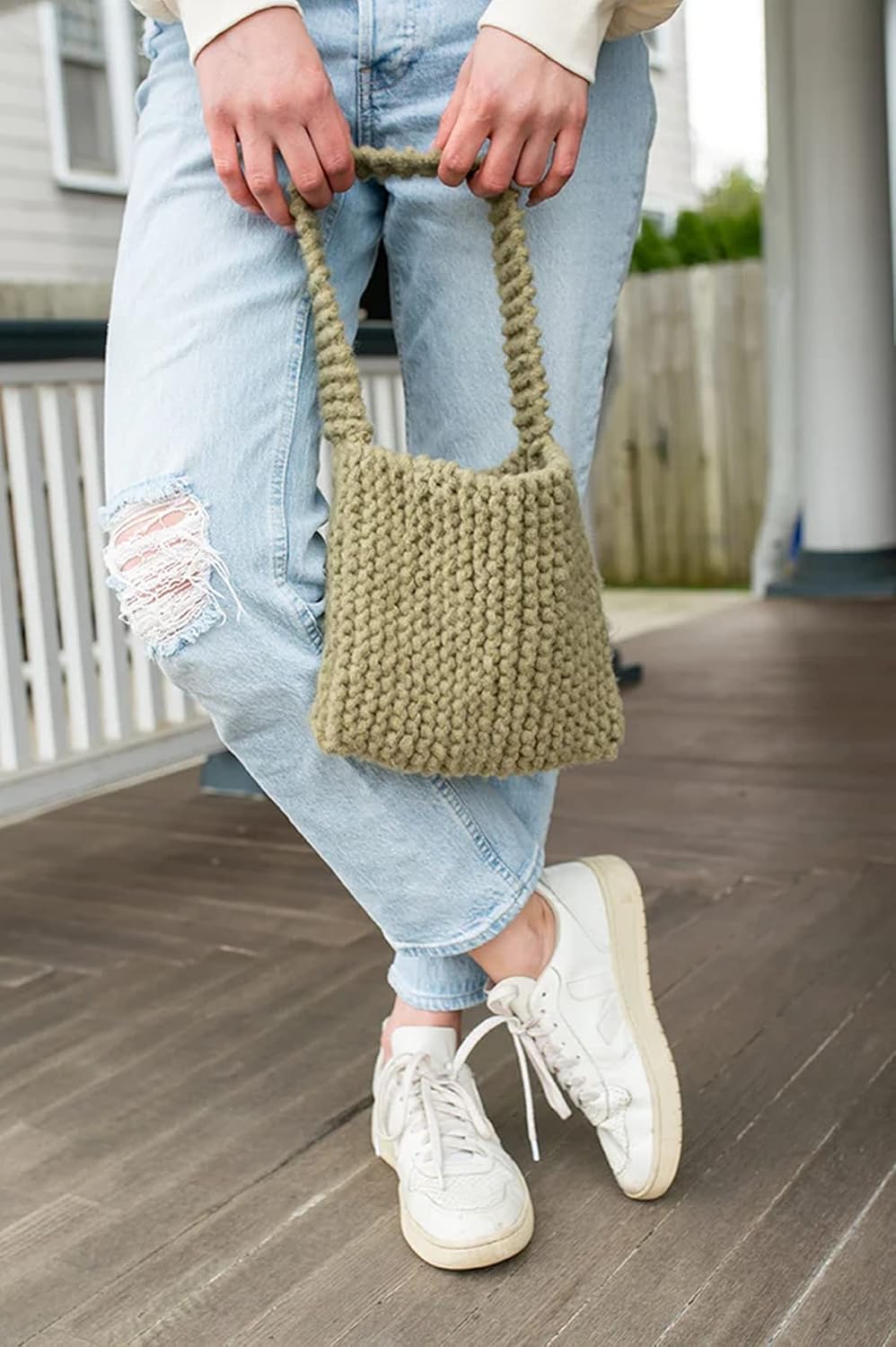 Lion Brand Feels Like Butta Thick & Quick Olive 155-172 (3-Skeins - Same Dye Lot) Weight S Bulky #6 Polyester Yarn for Crocheting and Knitting with Project Bag