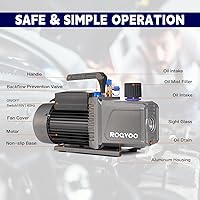 Vista 7 de Bomba de vacío de 14 CFM, bomba de vacío de aire de paleta rotativa de doble etapa de 110 V 1 HP para HVAC/AUTO, recarga de refrigerante de CA