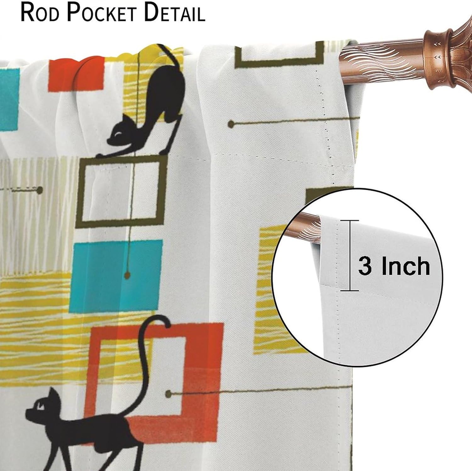 Modern Abstract Curtains,Drop Shapes in Tones Blackout Window Drapes,Retro Mid Century Green Geometric Room Darkening Window Treatment for Kids Boys Girls Bedroom Living Room 42x54 Inch