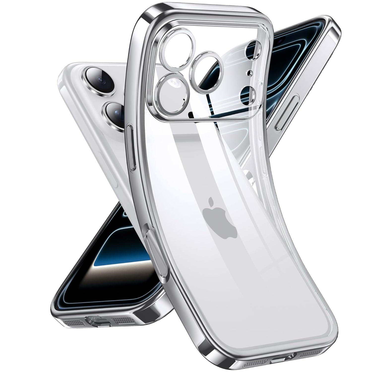 Supdeal Crystal Clear Case for iPhone 17 Pro, [Not Yellowing] [Camera Protection] [Military Grade Drop Tested] Transparent Shockproof Protective Phone Case Soft Silicone Slim Cover, 6,3″, Silver