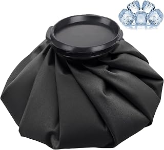 Capshat Ice Bags for Injuries, Refillable Ice Pack Hot Water Bag for Injuries, Hot & Cold Therapy and Pain Relief for Headache Reusable Ice Bag 9 Inch, (Black 9")