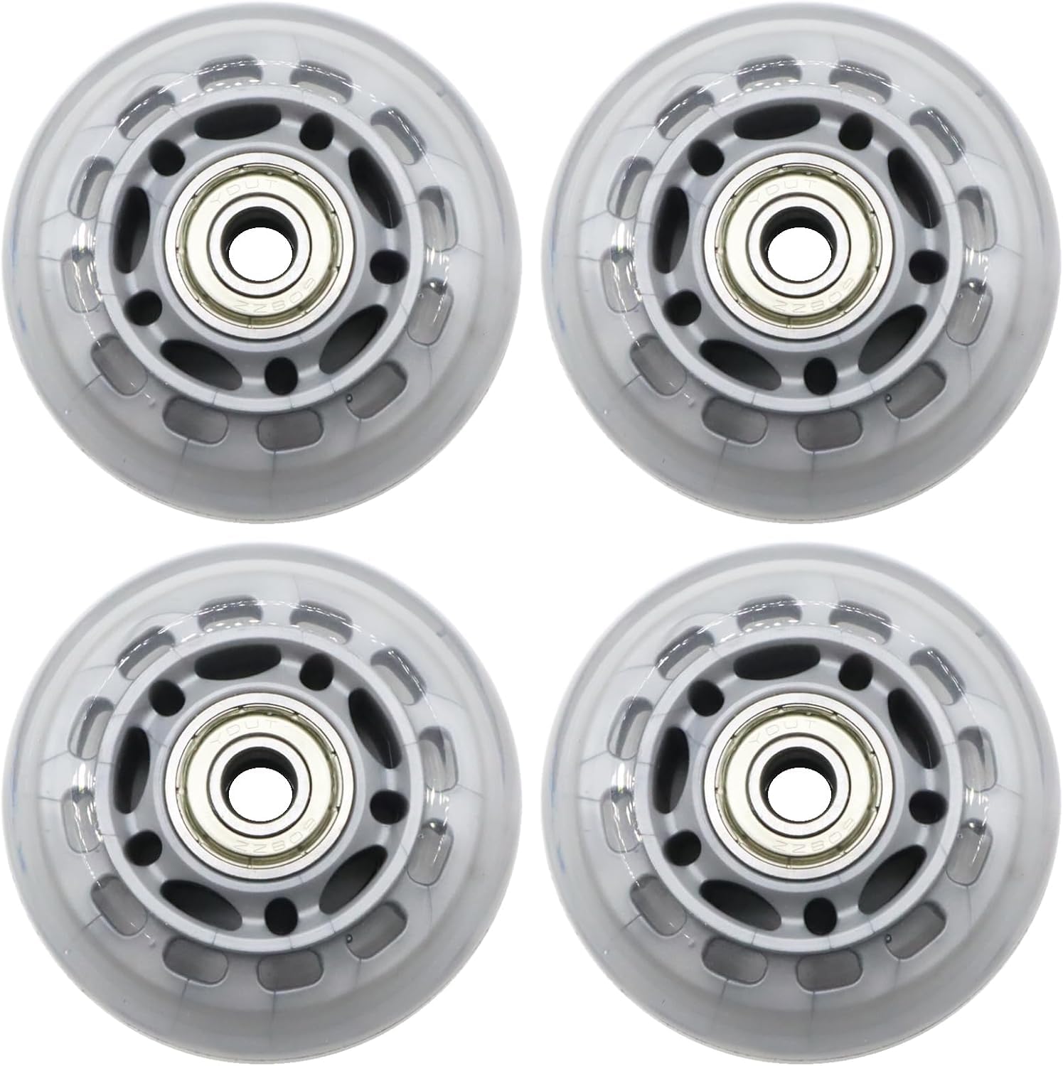 Inline Skate Wheels 70mm, Clear Roller Blade Replacement Wheels with Bearings for Skate, Office Chairs, Luggage (4 Pack)