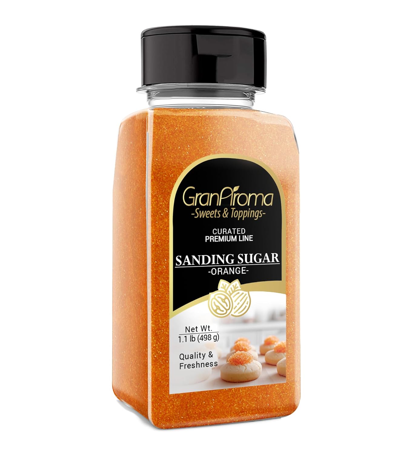 GranAroma Sanding Sugar, Decorative, Cookies & Sweets (White) (1.1 Pound) (Orange)