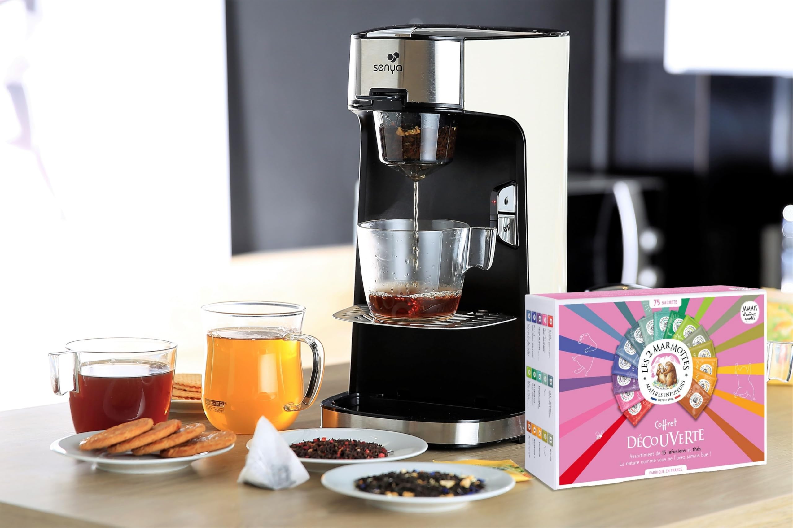 Senya - Teezeit-Teemaschine und Aufgusskasten Les 2 Marmottes, Cream