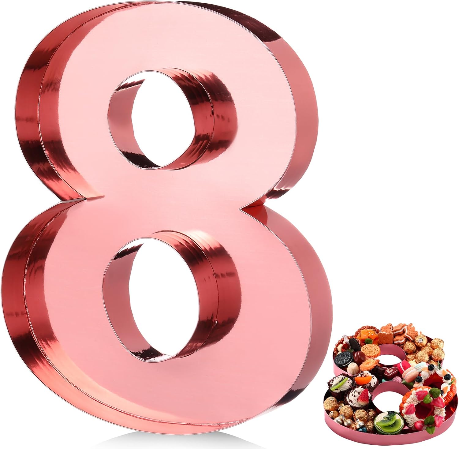 Mifoci 13.7" 2026 Cardboard Number for Charcuterie Graduation Photo Booth Props Birthday Party Anniversary Fillable Paper Mache Cupcake Chocolate Candy(Number 5,White)