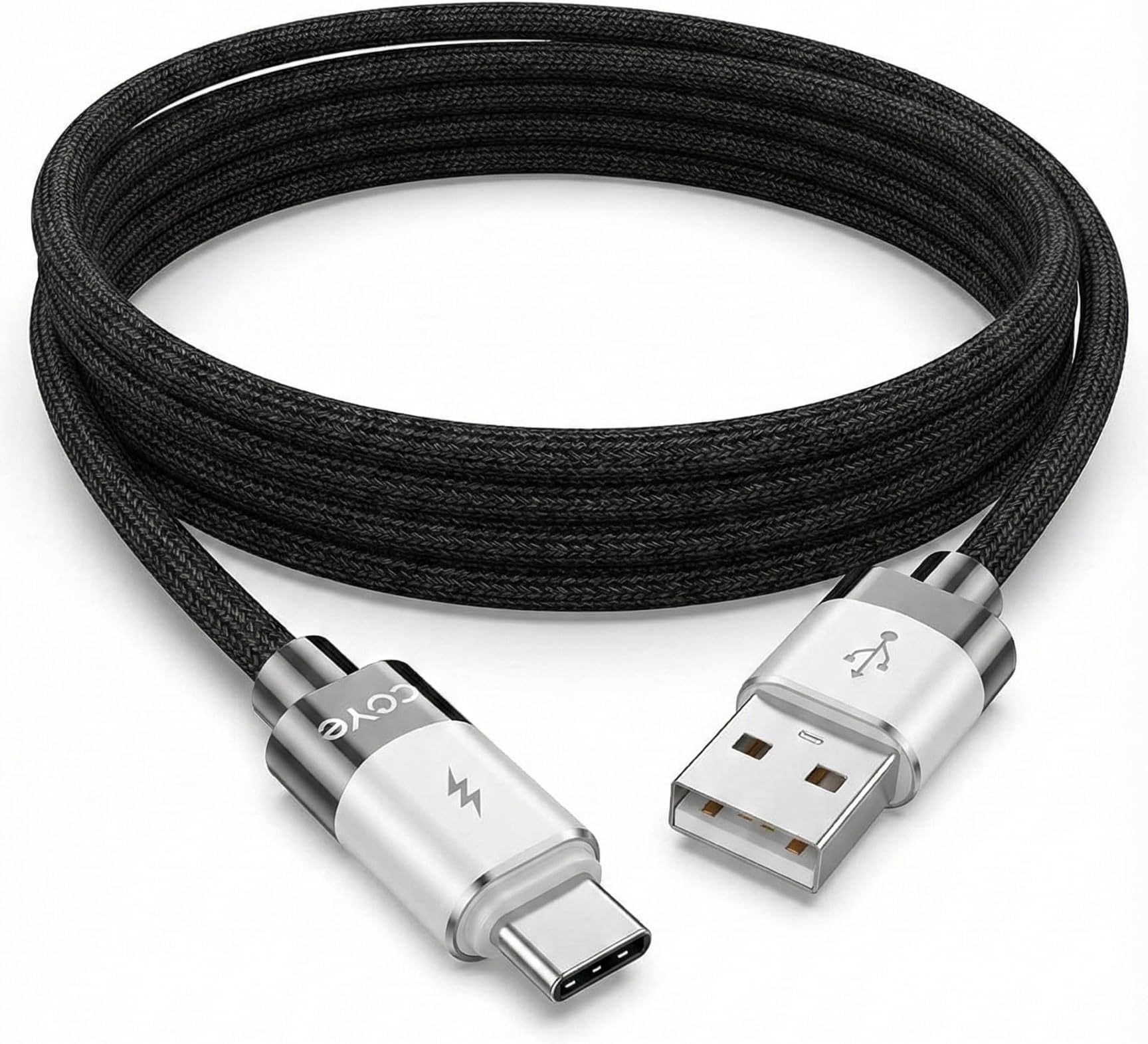USB-A to USB-C Fast Charging Cable 3A, 1 Meter Durable Braided Type-C Data & Charging Cable for USB-C Smartphones & Devices – Black