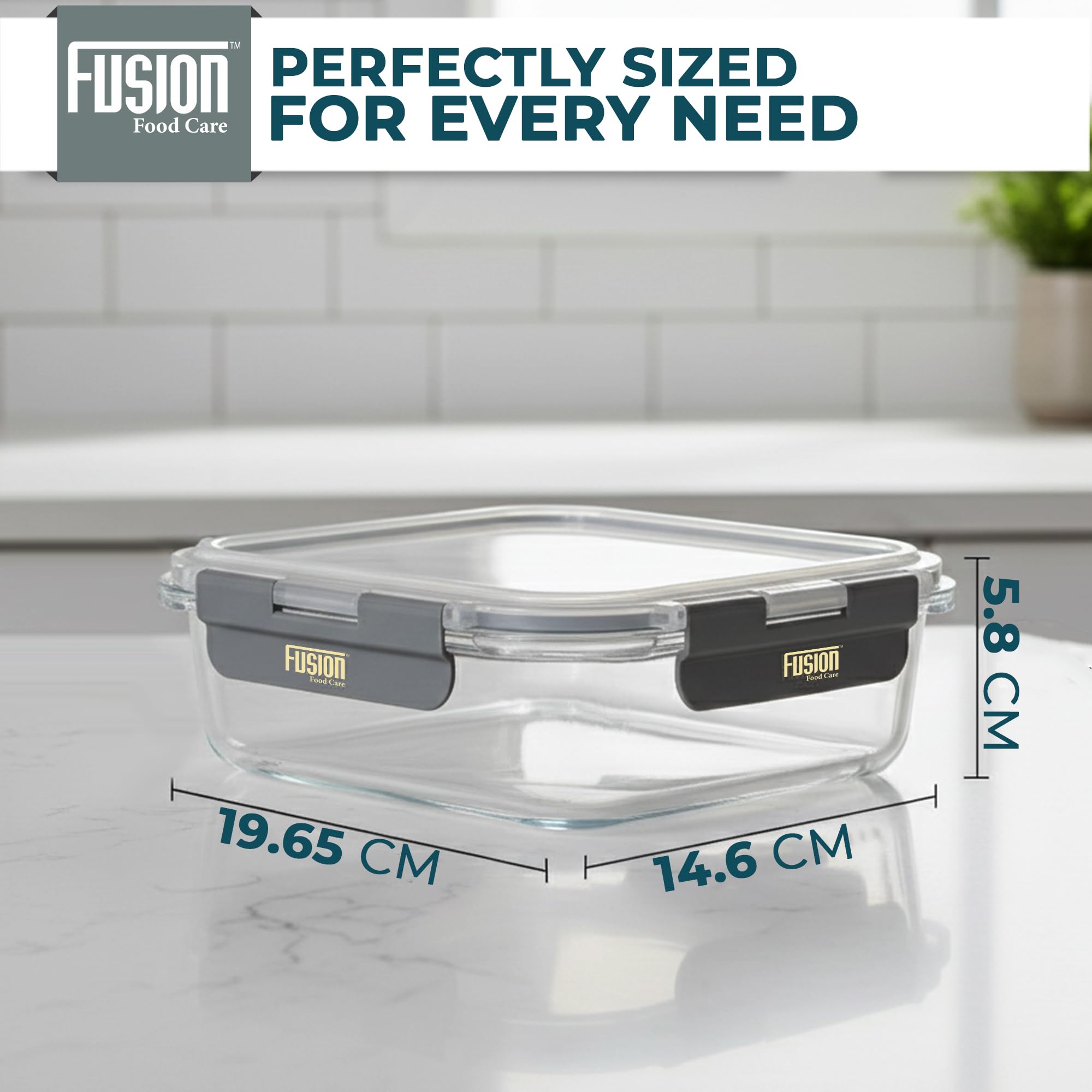 Fusion - Contenitori per alimenti con coperchi ermetici, confezione da 5, 1040 ml, in vetro, adatti per forno, microonde, congelatore e lavastoviglie, senza BPA, resistenti alle perdite