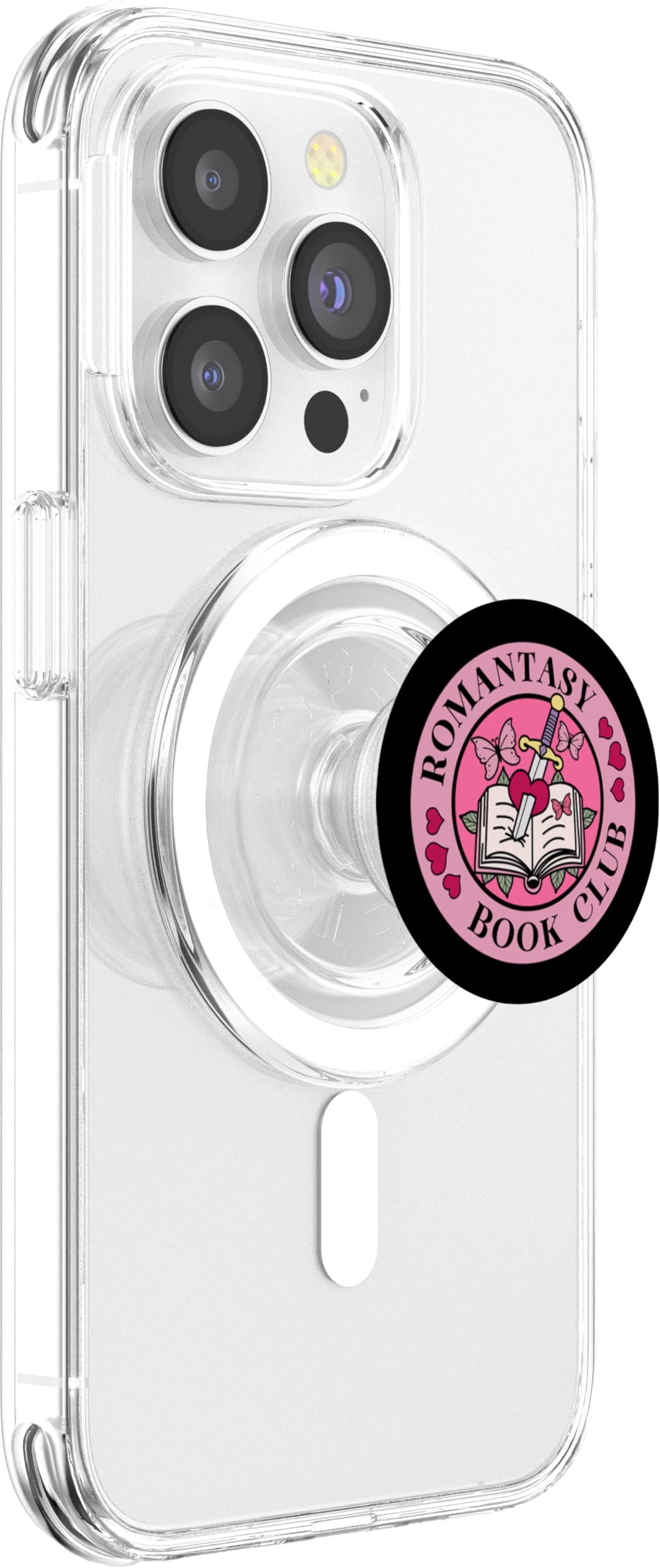 Romantasy Book Club The Reader Bookworm Pink Bookish PopSockets PopGrip for MagSafe, Clear - Image 4