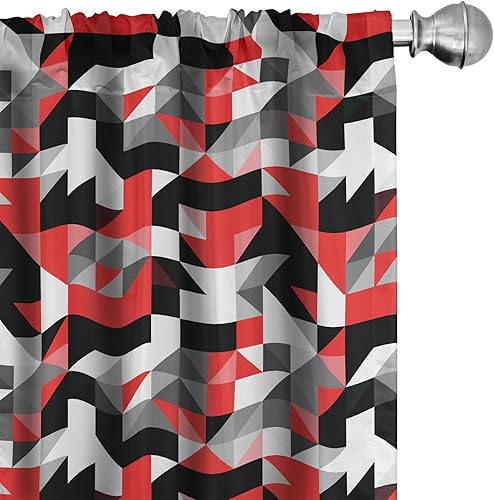 Miniatura 31 de Ambesonne Cortinas grises para ventana, pequeños lunares sobre fondo blanco, estilo retro, patrón tradicional pastel, decoración ligera, juego de 2