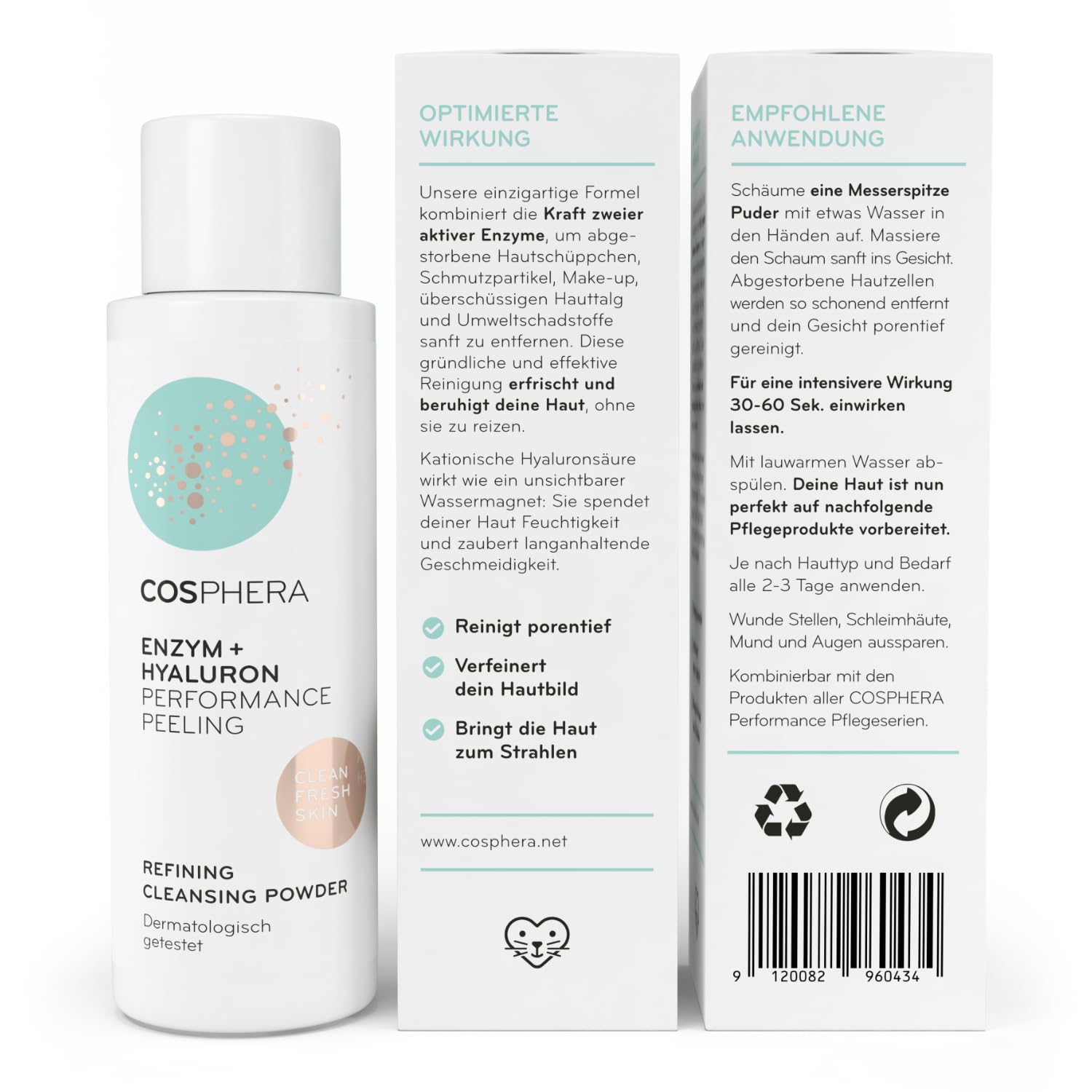 Peeling enzymatyczny do twarzy z kwasem hialuronowym (100% wegański enzym w proszku) – delikatne, głębokie oczyszczanie porów dla gładkiej skóry, zmniejszenia porów oraz przeciwko trądzikowi i