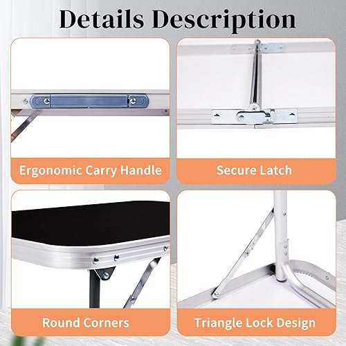 Vista 66 de Outvita Mesa de camping plegable portátil de 2.3 pies, mesa de picnic impermeable al aire libre, maleta ligera de aluminio, mesa plegable