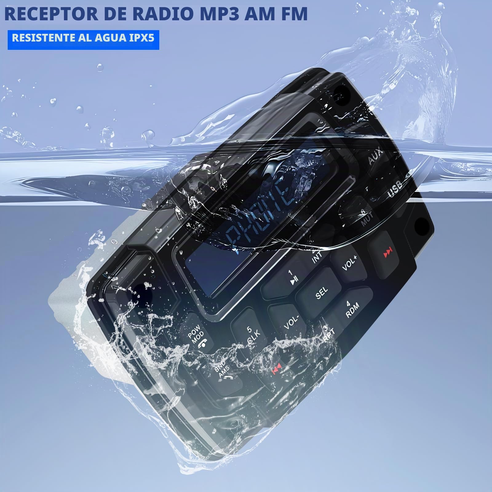 Geloo Am/FM Radio Marina Stereo, Radio Barco Marina Impermeable, Reproductor MP3 Estéreo Receptor Llamadas Manos Libres para Barcos, Yates, Marinos, Cámper