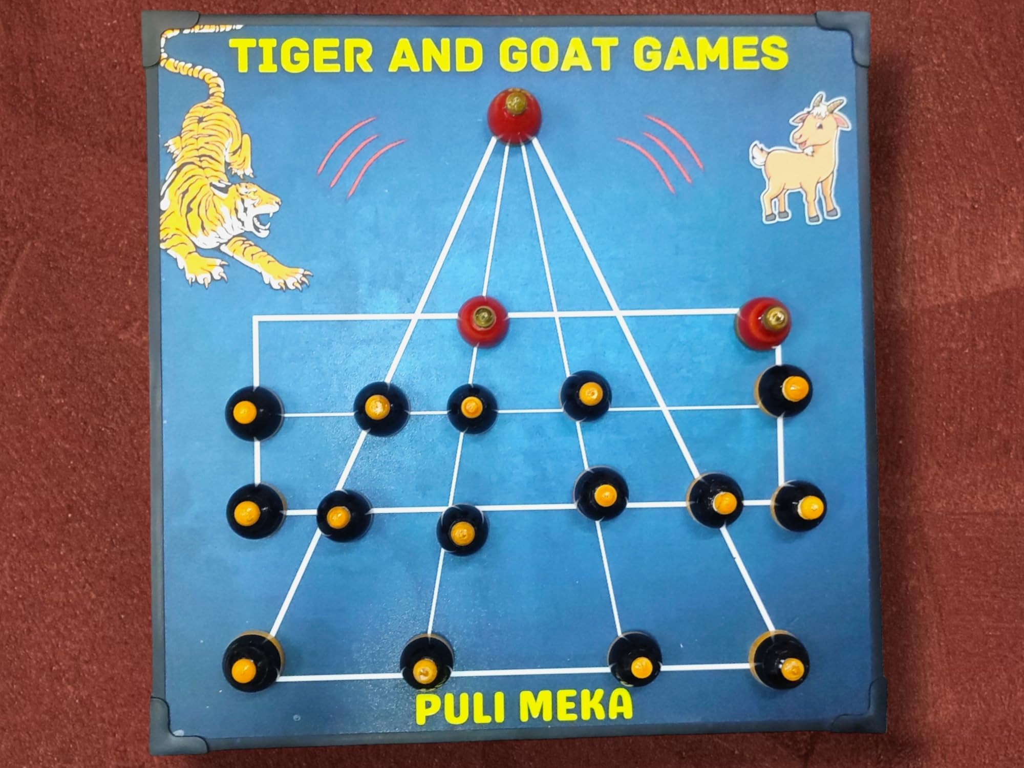 Paljji Handicrafts Puli Meka/Bagh Chaal/Goats & Tigers/Aadu Puli Aattam Board Game/Traditional Indian Board Game/Logical/Strategy Size 12 * 12inch, Wooden Coins 15 Goats +3 Tiger, Best Gift for Kids (B0CZ8DCXDC) Amazon Price History, Amazon Price Tracker