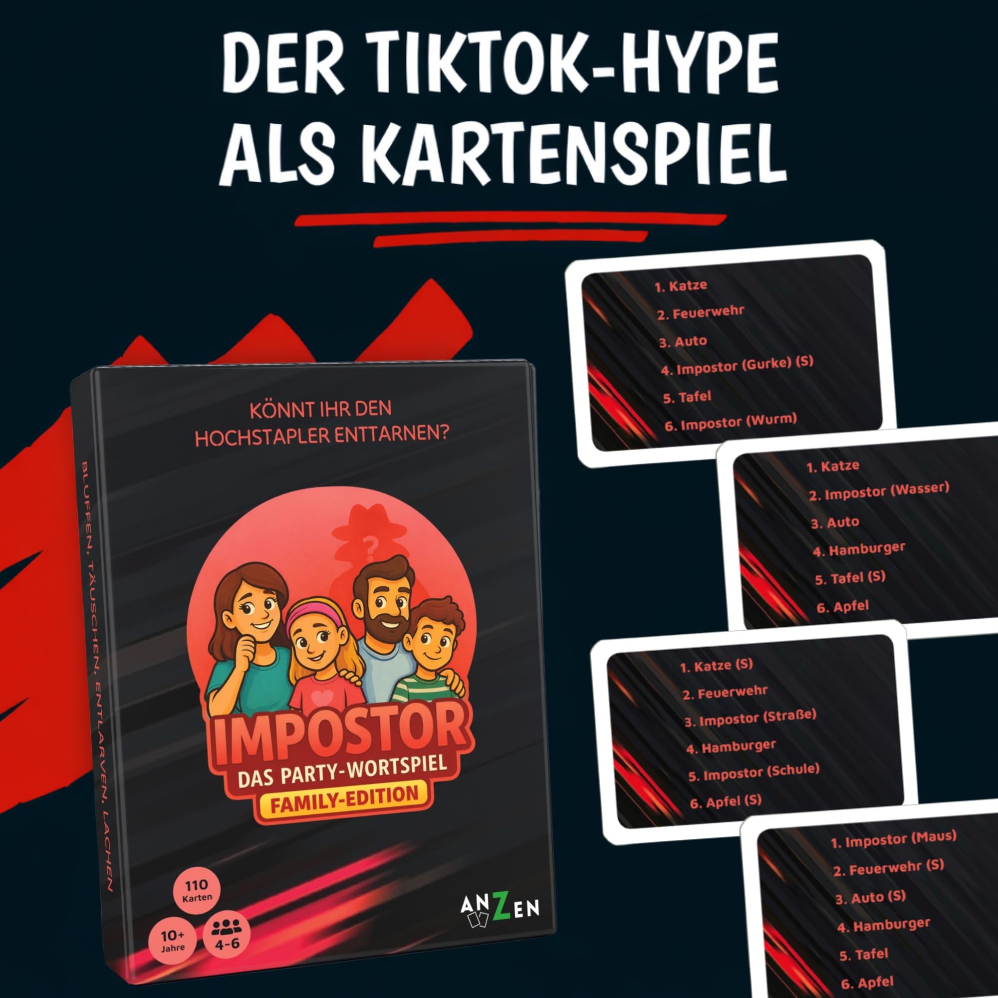 IMPOSTOR - Édition Familiale - Qui est le imposteur ? Jeu de mots d'imposteur comme jeu de famille - Cadeaux de Pâques pour enfants de 10 à 12 ans - Jeu de cartes tendance - Jeu de société - Jeu de