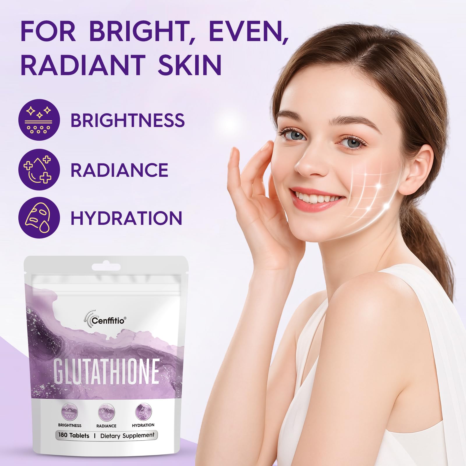 radiant skin glutathione Amazon.com: Cenffitio Glutathione Supplement – Skin Brightening Formula with Vitamin C, Niacinamide, Licorice Extract, Collagen & Hyaluronic Acid – for Skin Brightness, Radiance & Hydration – 180 Tablets : Health & Household