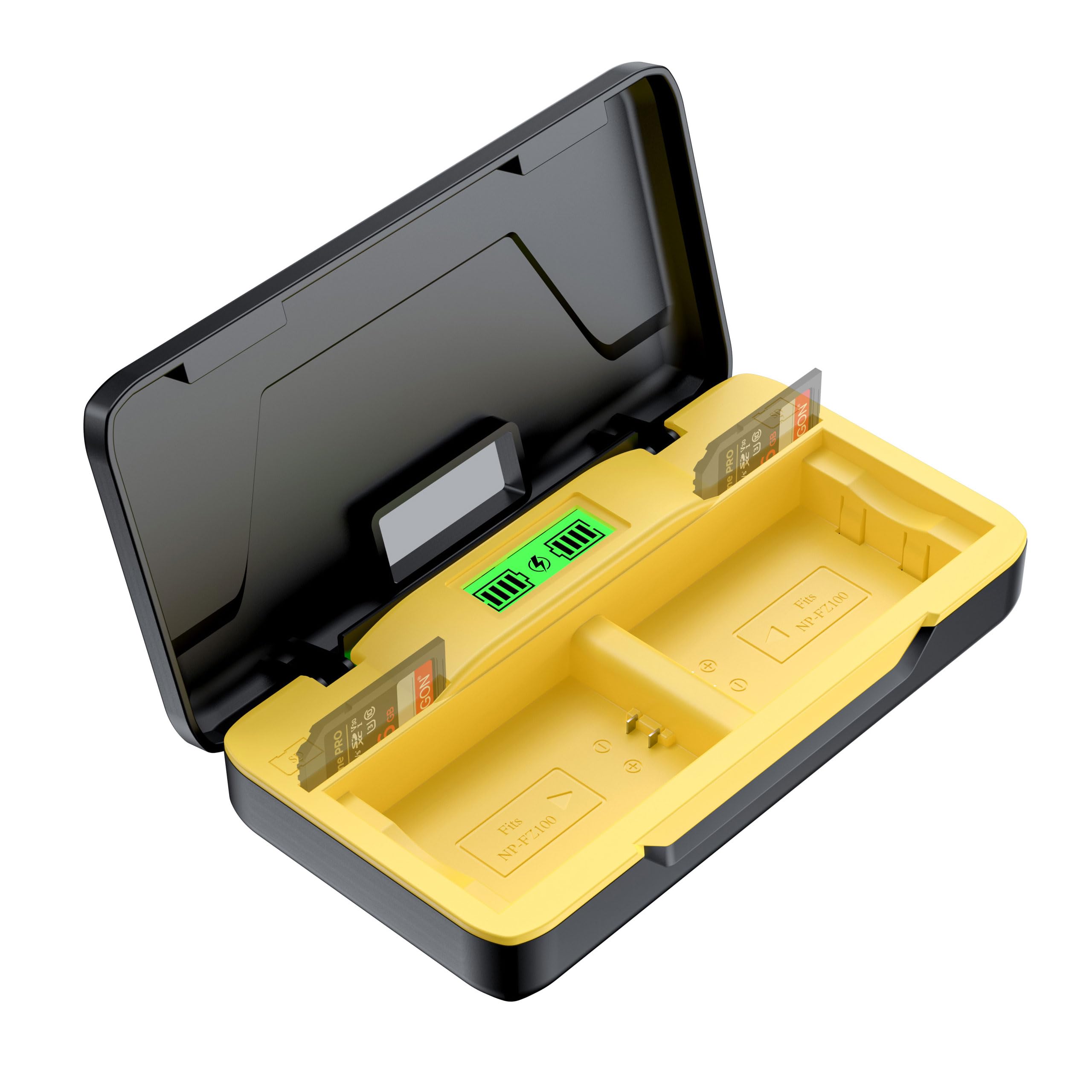 ENEGON NP-FZ100 - Caricatore rapido a doppia batteria, compatibile con Sony Alpha 7 IV, Alpha 7 III, A7R M4, A7 M4, A7C, A7R IV, A7R V, A9, A9S, A6700, A6600, FX3, FX30, display LCD