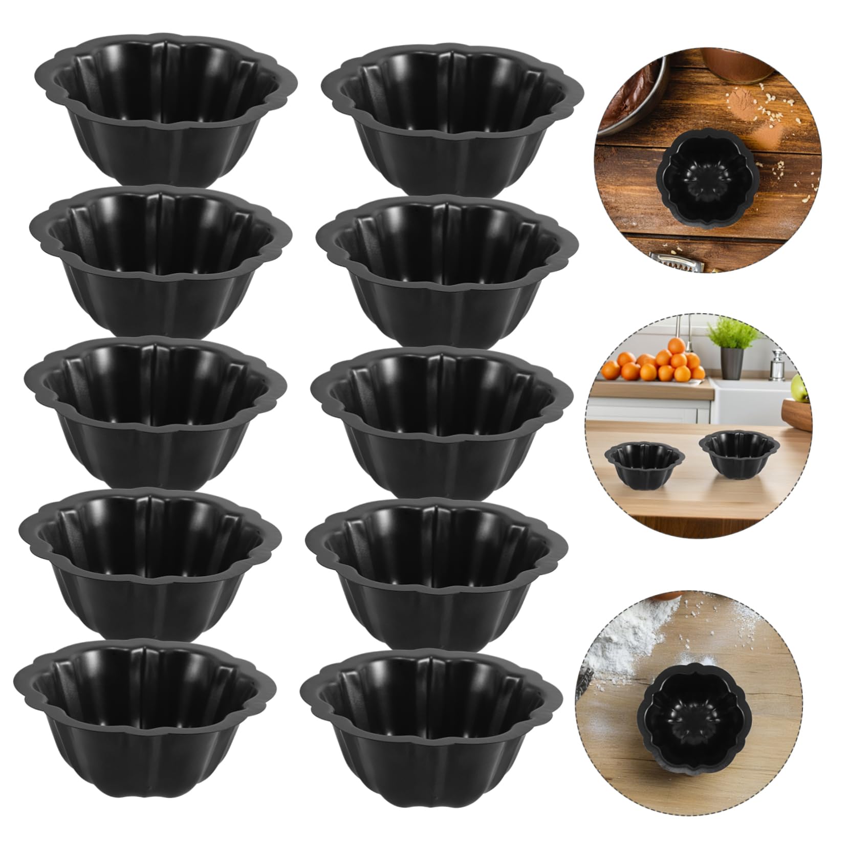 VALICLUD Molde Negro de Acero al Carbono para Pastel Mini 10 Piezas