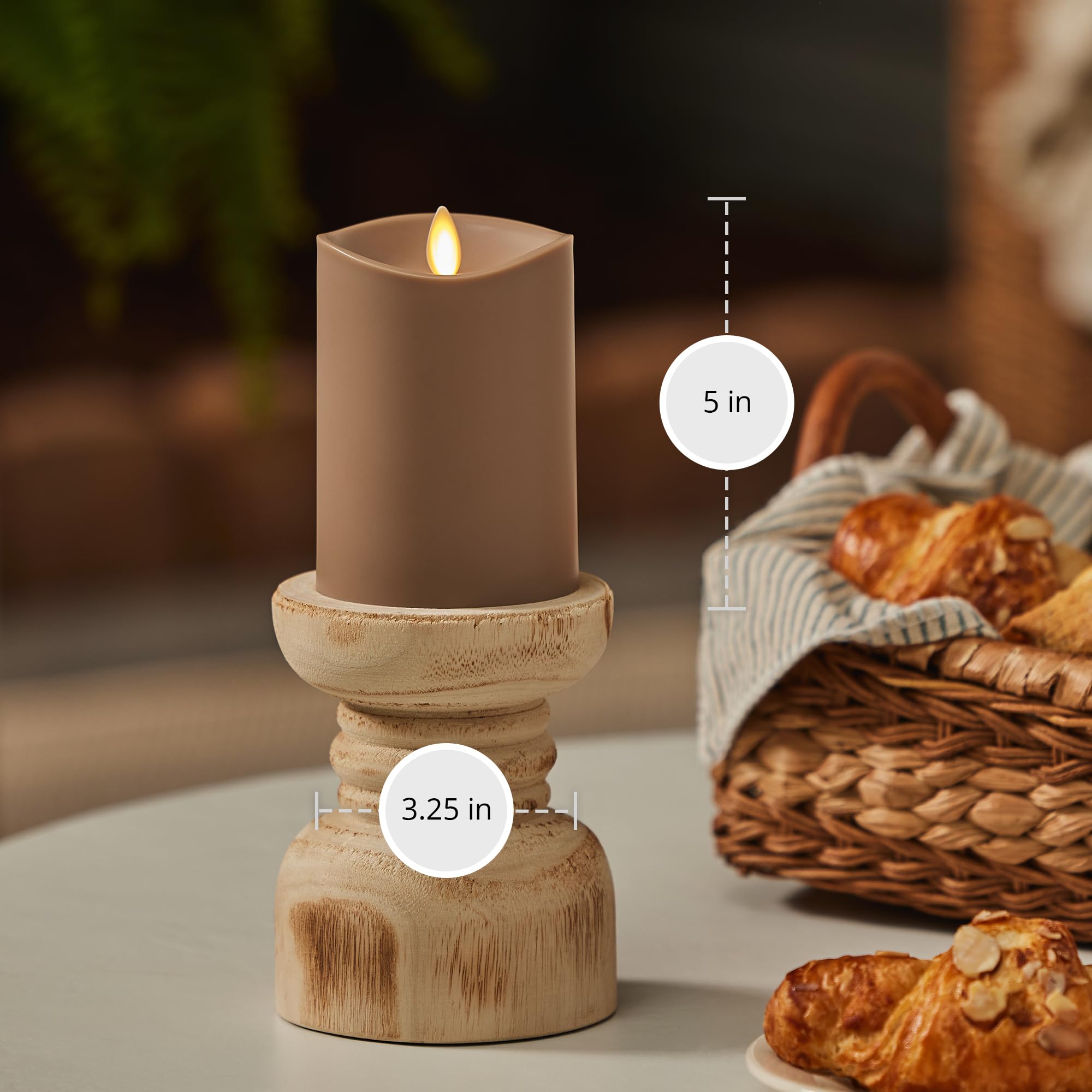 Luminara Timeless Taupe Outdoor Flameless Candle Moving Flame LED Pillar Battery Operated Lights for Outdoor Decor Premium Plastic IPX4 Water Resistance (3.25" x 5")
