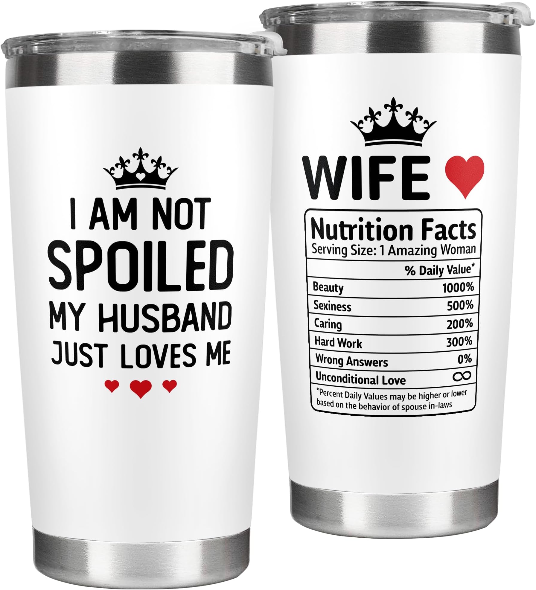 KatAndNat Gifts for Wife - Wife Gifts from Husband - Wedding Anniversary for Women, Valentines, Birthday Gift Ideas, Mothers Day, Christmas Gift for Her - Romantic Cup for Her - 20 Oz White Tumbler