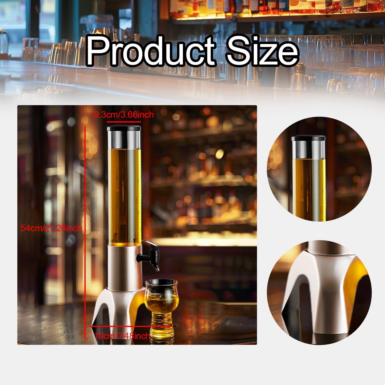 Dispensador de Mimosas, Torre de Bebidas, Dispensador de Cerveza para Al Aire Libre, Restaurantes Al Aire Libre, Plata, 1.5l