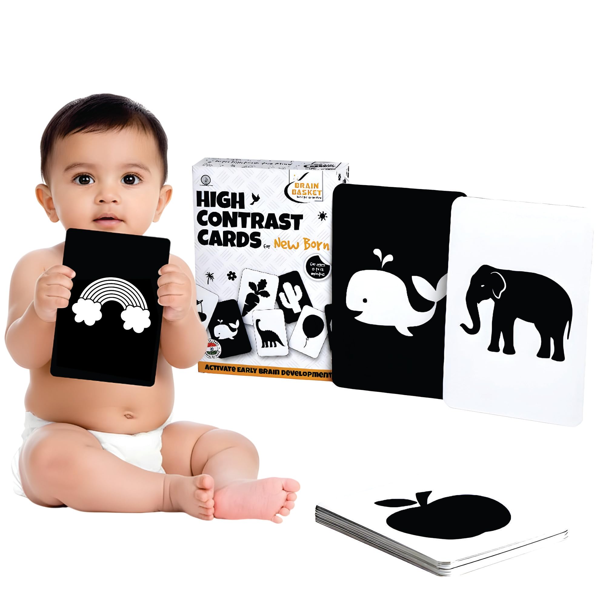 High Contrast Baby Flash Cards, 36 Black and White Visual Stimulation Cards, for Newborns 0-12 Months, Tummy Time Development, Early Learning-image-38