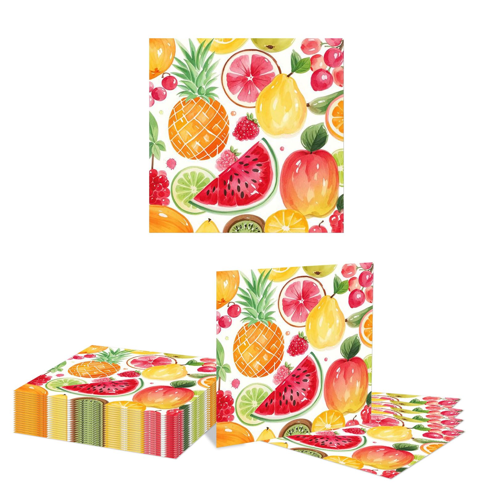 Kotkiddy 20 Pieces Citrus Strawberry Napkins Washable Dinner Napkins Square Decor Napkins Soft for Kitchen Hotel Restaurant Banquet Wedding Party