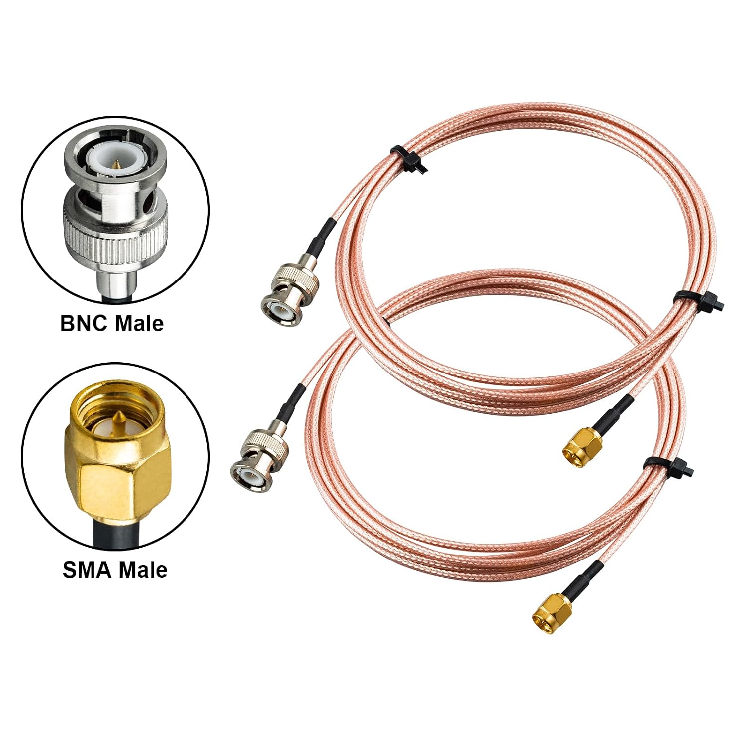 BNC Male to SMA Male Connectors 6.56FT RG316 Coaxial Cable Low Loss 50ohm BNC to SMA Male Adapter for Antenna/Radio/WiFi/LAN Devices/External Antenna 1PCS