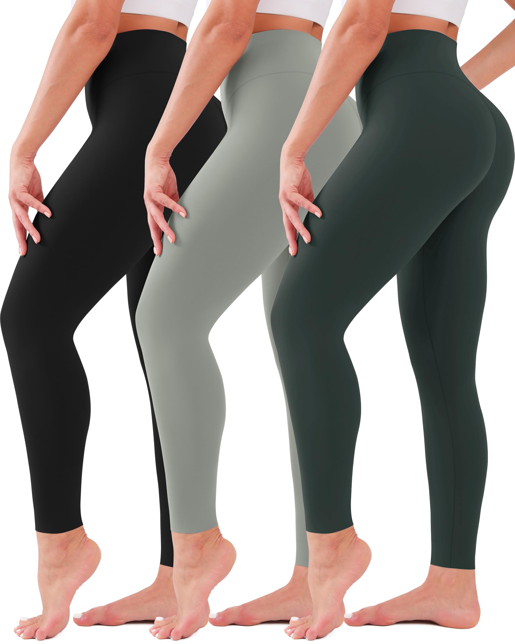 3 Pack Leggings for Women High Waisted No See-Through Tummy Control Soft Yoga Pants Womens Workout Athletic Running Leggings