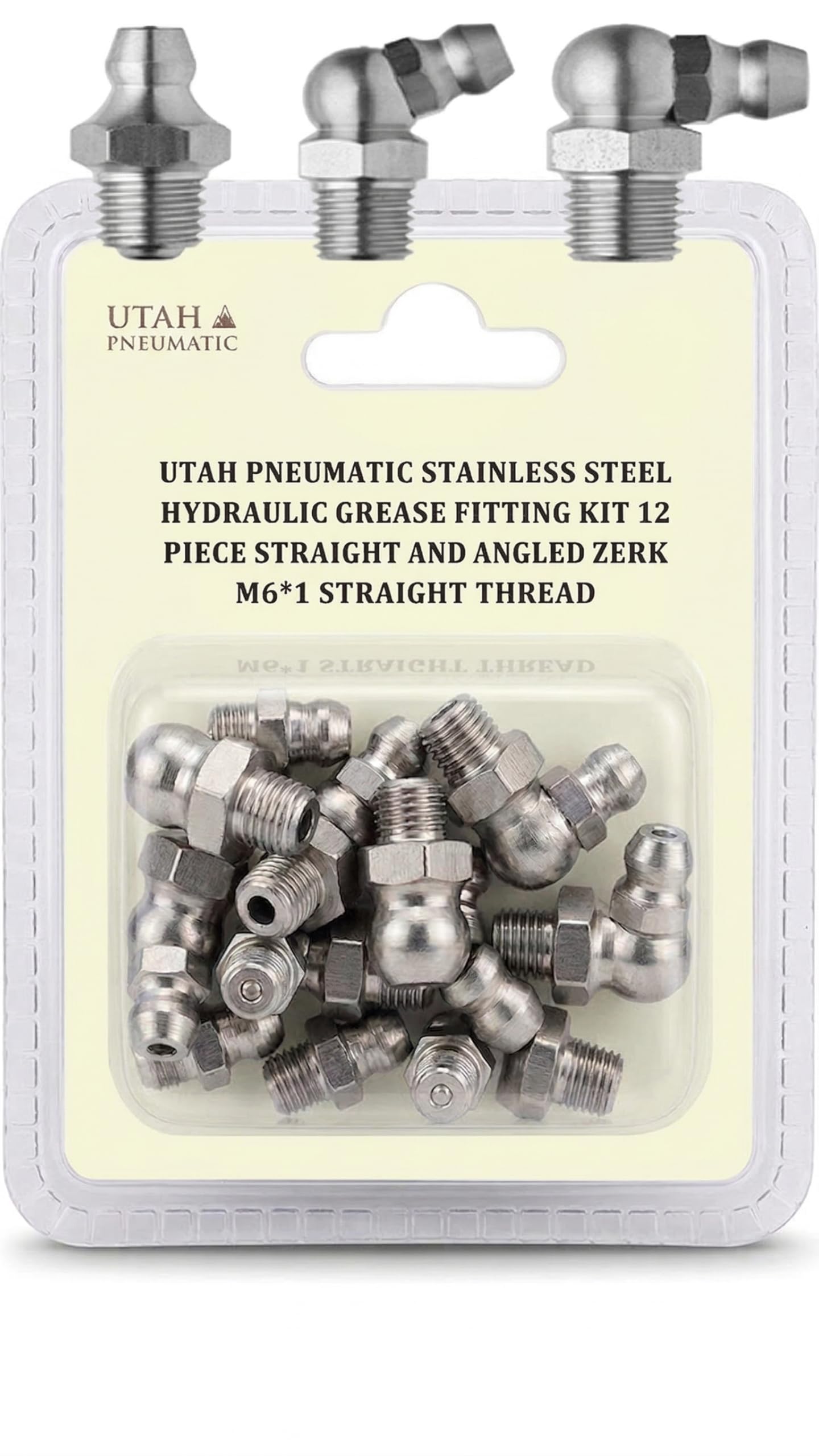 M6x1 Metric Stainless Steel Grease Fitting Zerk Nipples 12-Piece Kit