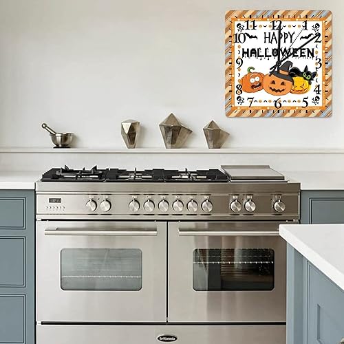 Miniatura 7 de Reloj de pared medieval con diseño de calabaza y araña de 15 pulgadas, decoración de Halloween, decoración del hogar, reloj de pared con movimiento