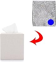 Vista 7 de Sumnacon Square Linen Tissue Box Cover - Stylish Cube Tissue Box Holder with Magnetic Bottom, Decorative Tissue Box for Vanity Toilet Tank Dresser