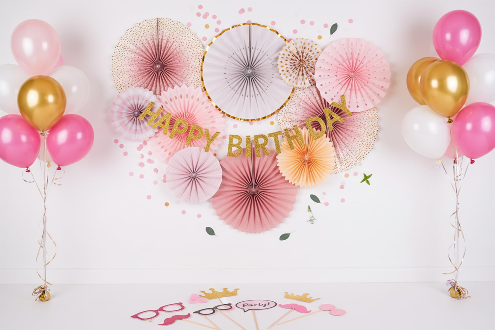 PapaKit Origami zestaw dekoracji na ścianę (8 różnych okrągłych fanów papieru) przyjęcie urodzinowe baby shower przyjęcie weselne dekoracja | kreatywny wzór artystyczny (błyszczący różowy róż różany, zestaw 8 sztuk)