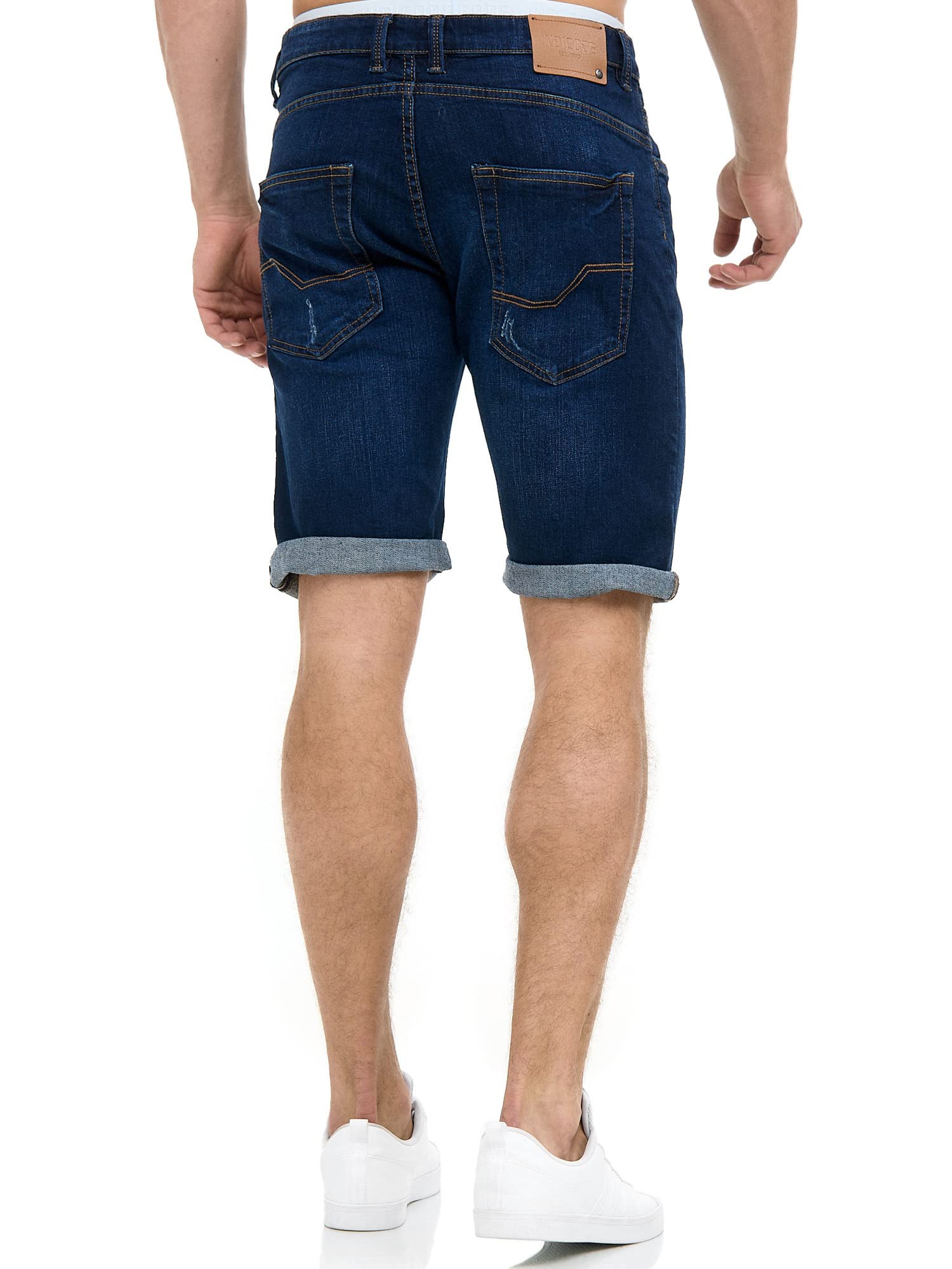 Indicode Hombres Caden Jeans Shorts | Pantalones Cortos Vaqueros con 5 Bolsillos