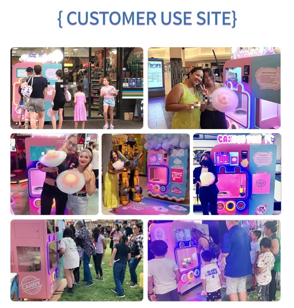 Cotton Candy Vending Machine with Multi-Selection Display, Fast Heating System, Interactive User Guidance, and LED Visual Enhancement