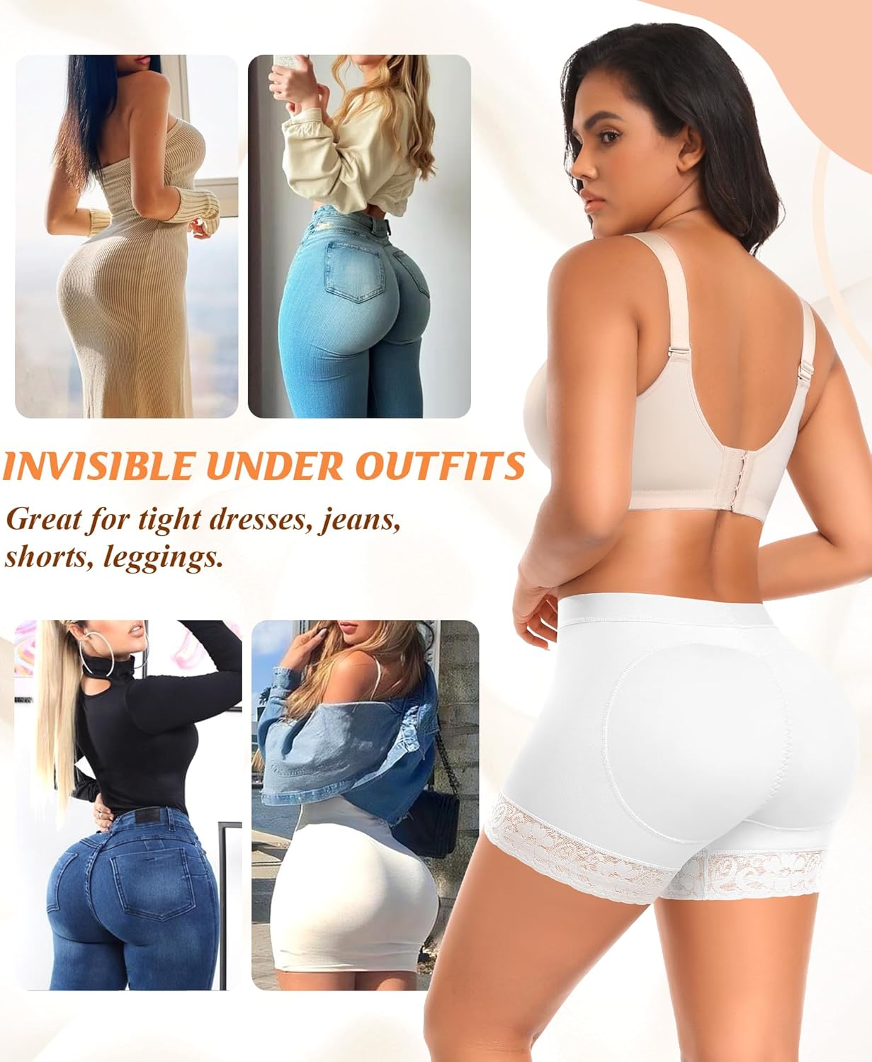 DERCA Padded Underwear for Women Butt Lifting Shapewear Booty Pads Butt Enhancer Lace Tummy Control Boyshorts - Image 5