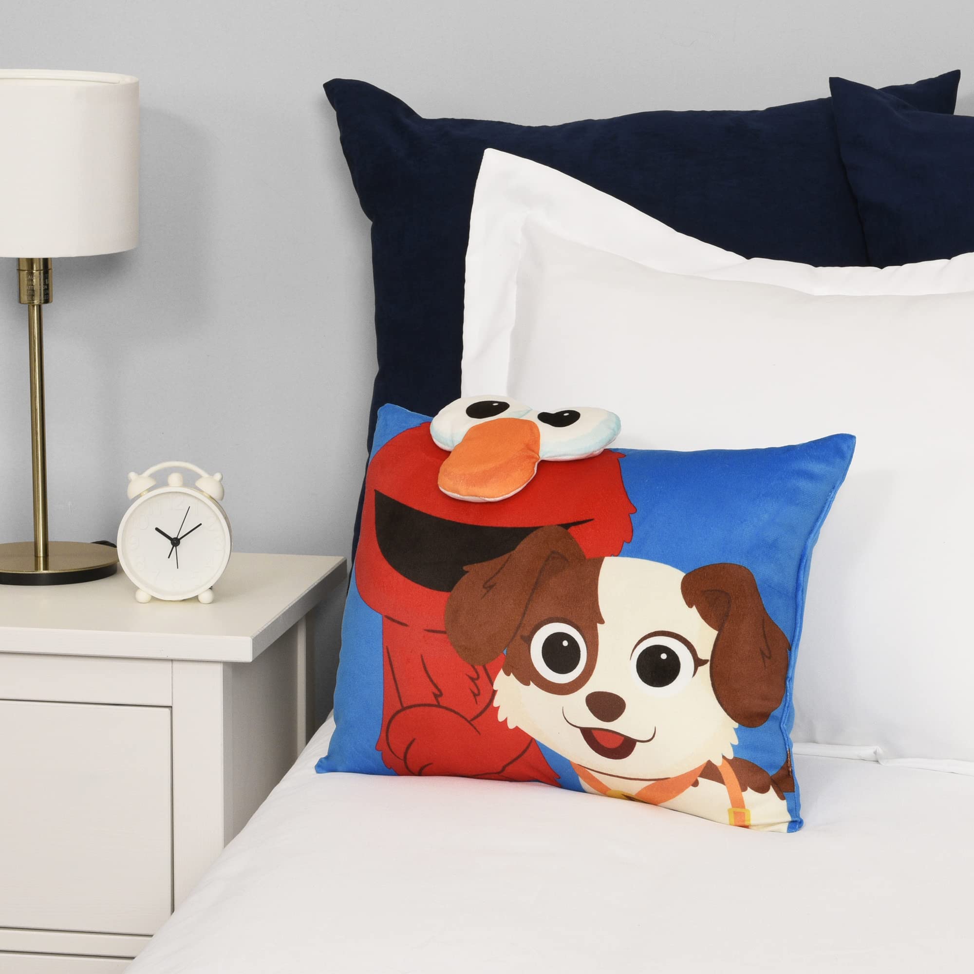 Sesamstraße Elmo Kuscheldecke Für Kleinkinder | Roter Sherpa-Stoff Mit Elmo-Applikation | 76 X 102 Cm