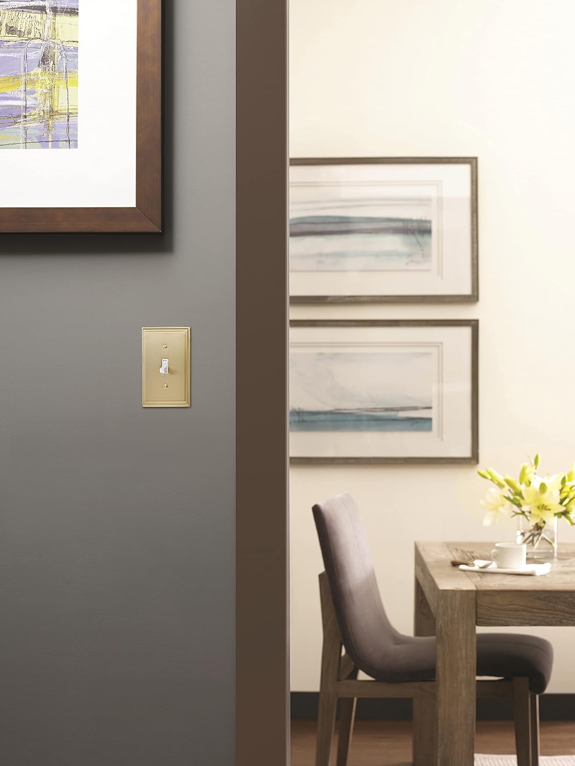 Amerock | Wall Plate | Golden Champagne | 1 Toggle Switch Plate Cover | Mulholland | 1 Pack | Light Switch Cover