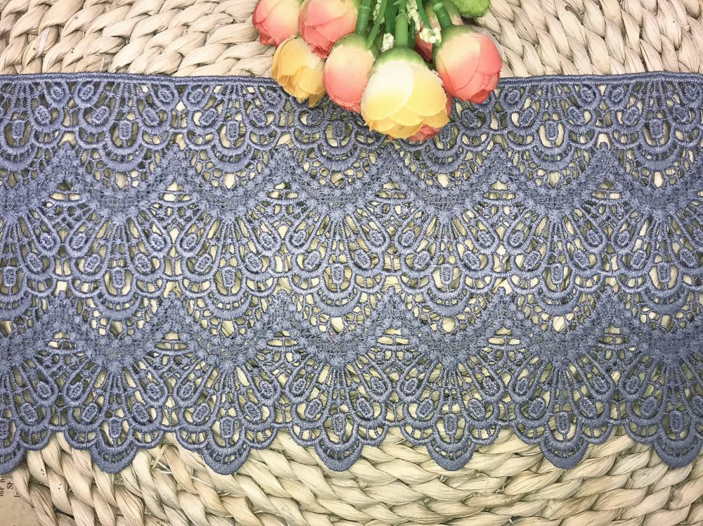 Bestickte Spitzenbordüre – 4 Yards (ca. 3,66 M) Lang, 20 Cm Breit, Polyester, Für Nähen & Deko