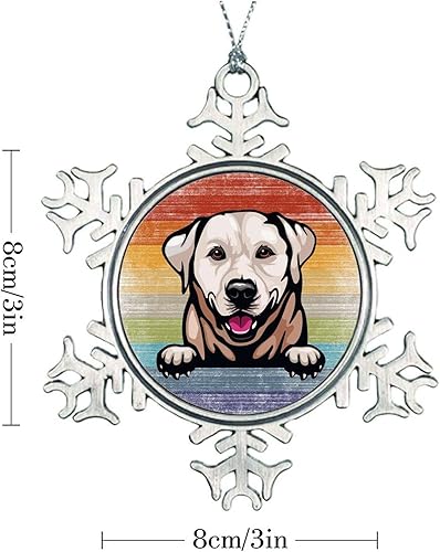 Miniatura 74 de Presa Canario Tree Decoration Ornament - Christmas Snowflake Ornament - Dog Lover Mom Gift Peeking Dog Snowflake Metal Ornaments for Xmas Tree LGBTQ