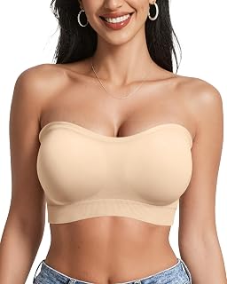 Strapless Bras for Women Wireless Bandeau Bra Non Slip Push Up Tube Top Seamless Bras Comfortable Padded Bralette