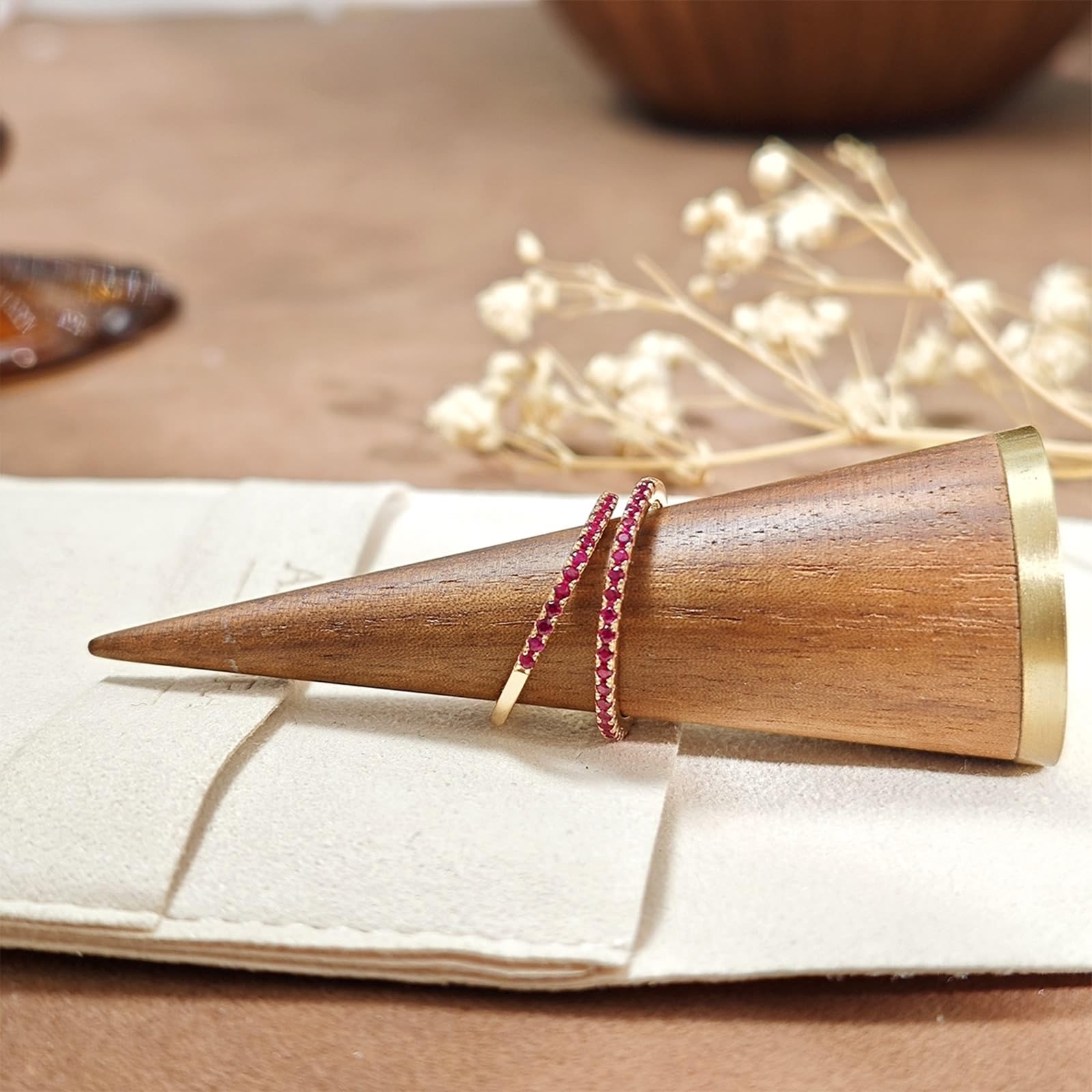 Echtschmuck Au 375/585/750 - Anello nuziale in oro con rubino rosso, eternità